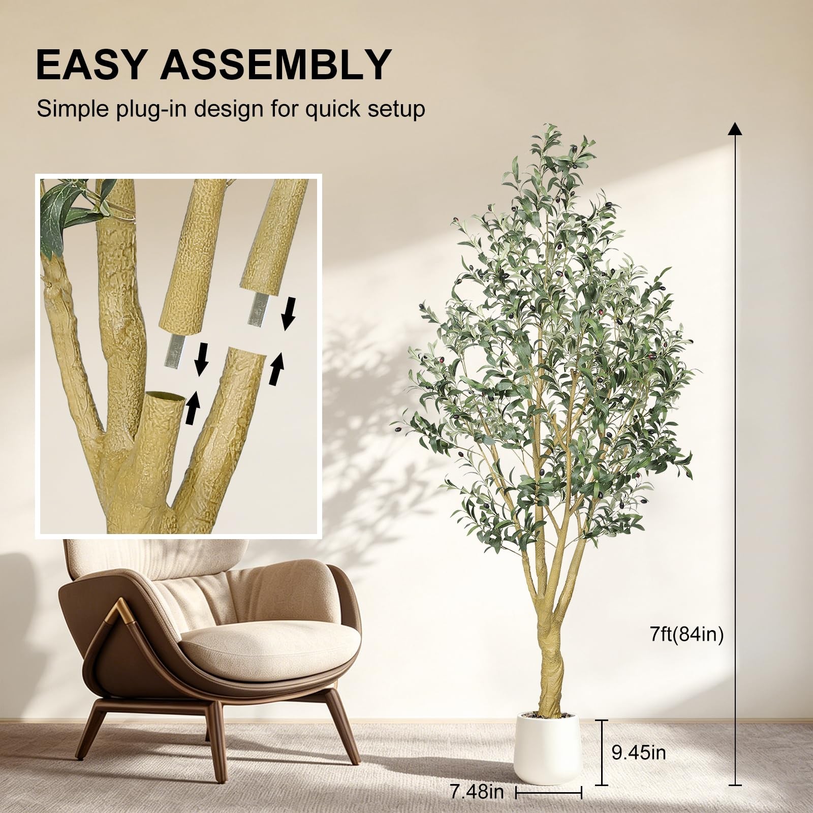Artificial Olive Tree 7FT Faux Plants for Home Office Indoor Decor