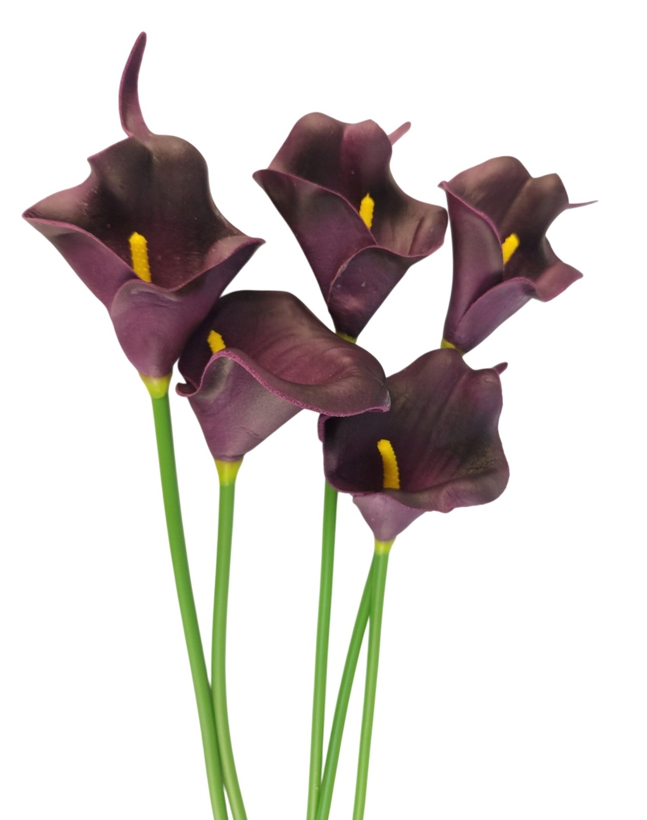 Eggplant Faux Calla Lily Stems 15 Inch Wedding Artificial Flowers Moody Event De