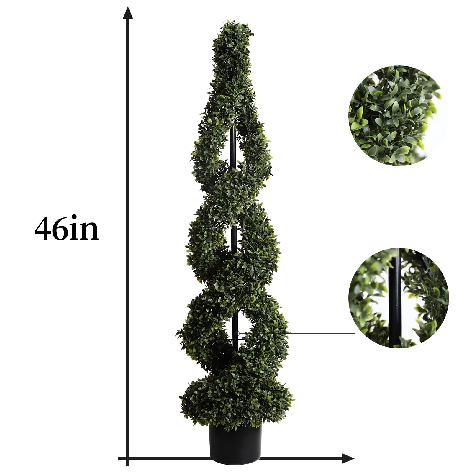 46Inch Double Spiral Artificial Boxwood Topiary Tree 4″ Plants Fake Faux Plan…