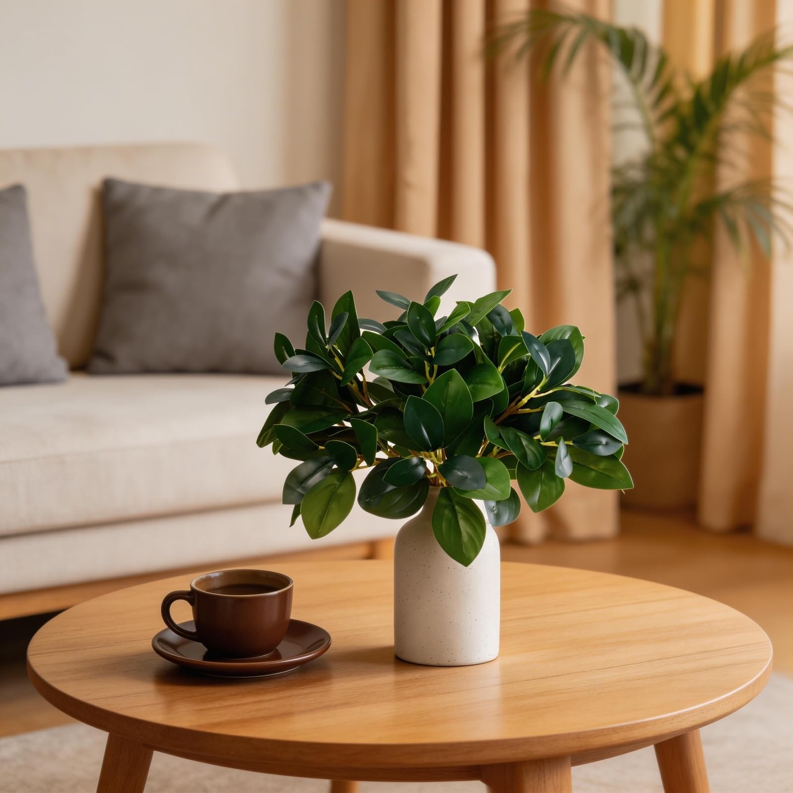 12 Inch Artificial Plant Indoor,Small Fake Plants Eucalyptus Stems With Vase,…