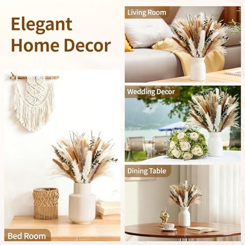 Bpole Dried Pampas Grass Bouquet – 92 Pcs 11-13 inch Pampas 92 Pcs Pampas Grass