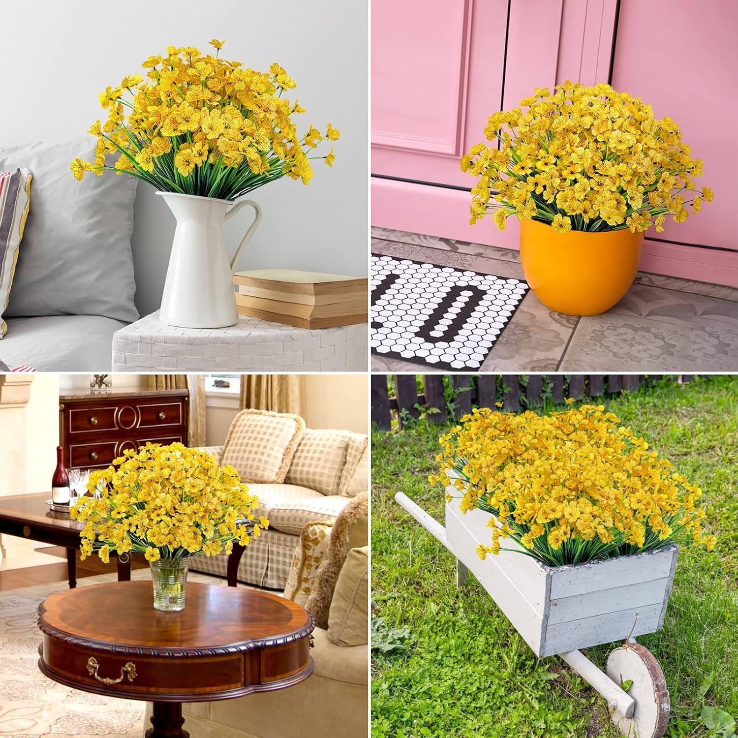 12 Bundles Artificial Flowers for Decorations Fake Silk Plants for Outdoor In…