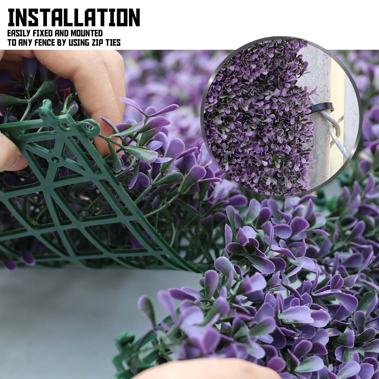 20×20” Artificial Purple Pittoso Mat Wall Hedge Decor Privacy Fence Panel Grass