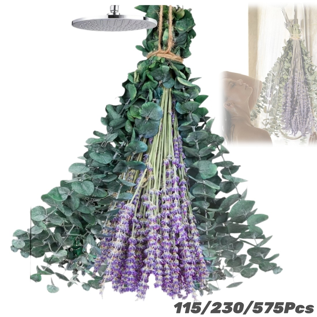 115-575Pcs Mixed Dried Eucalyptus & Lavender 17″ Stems for Vase Home Boho Decor