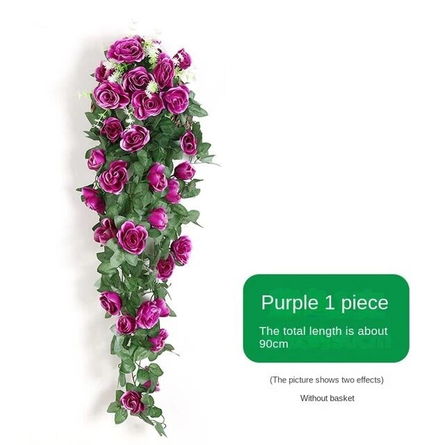 90cm Garland Vine Artificial Flower Purple Fake Ivy Plant Home Garden Party Deco