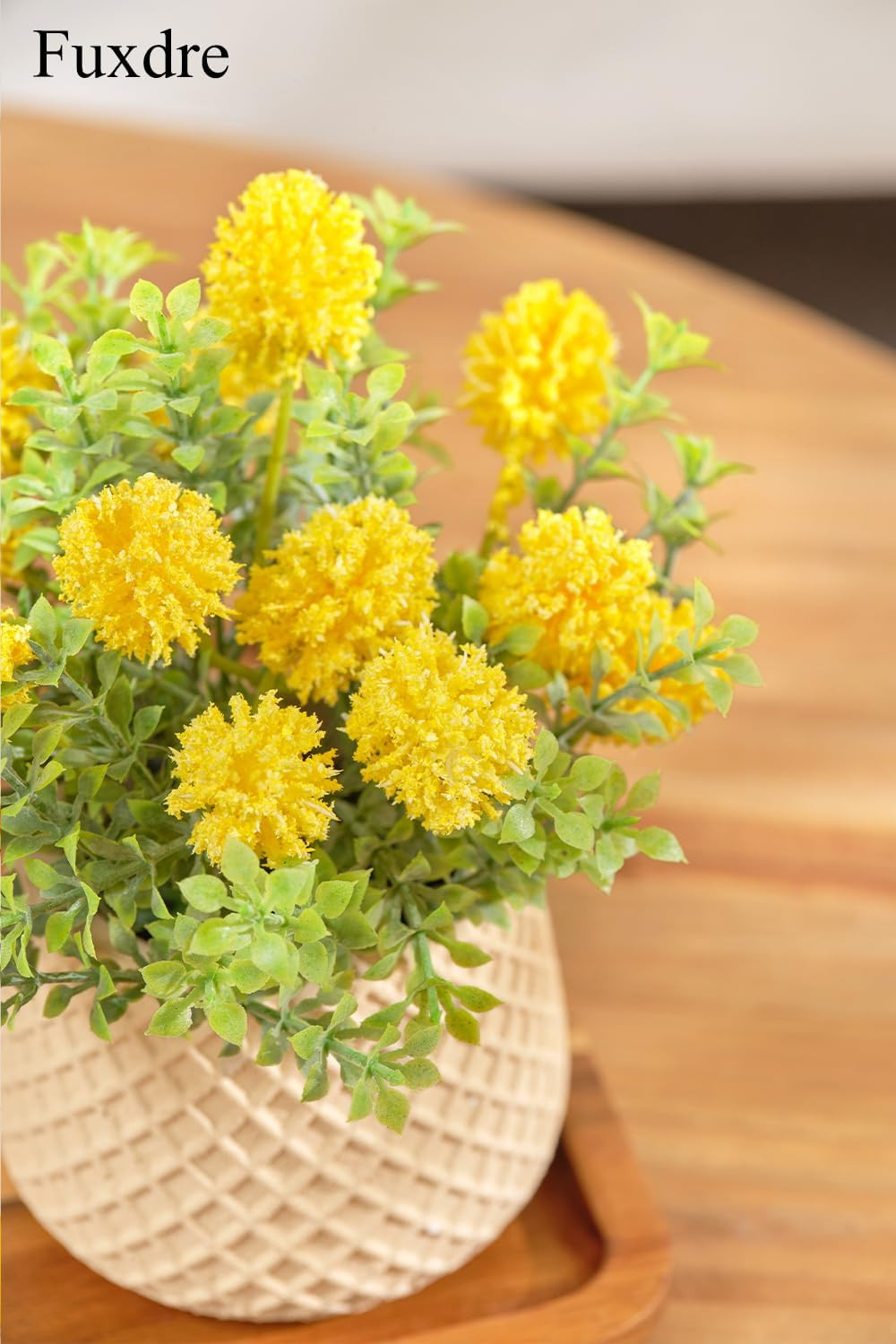 2 Pack Golden Ball Fake Plants for Home Decor – Indoor Yellow Decorative Plants