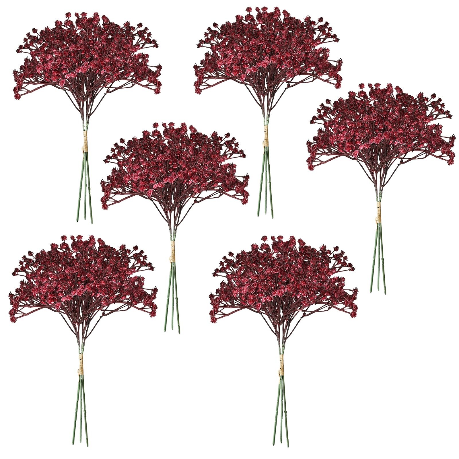 Baby’s Breath Artificial Flowers, Maroon/Burgundy, 18pcs