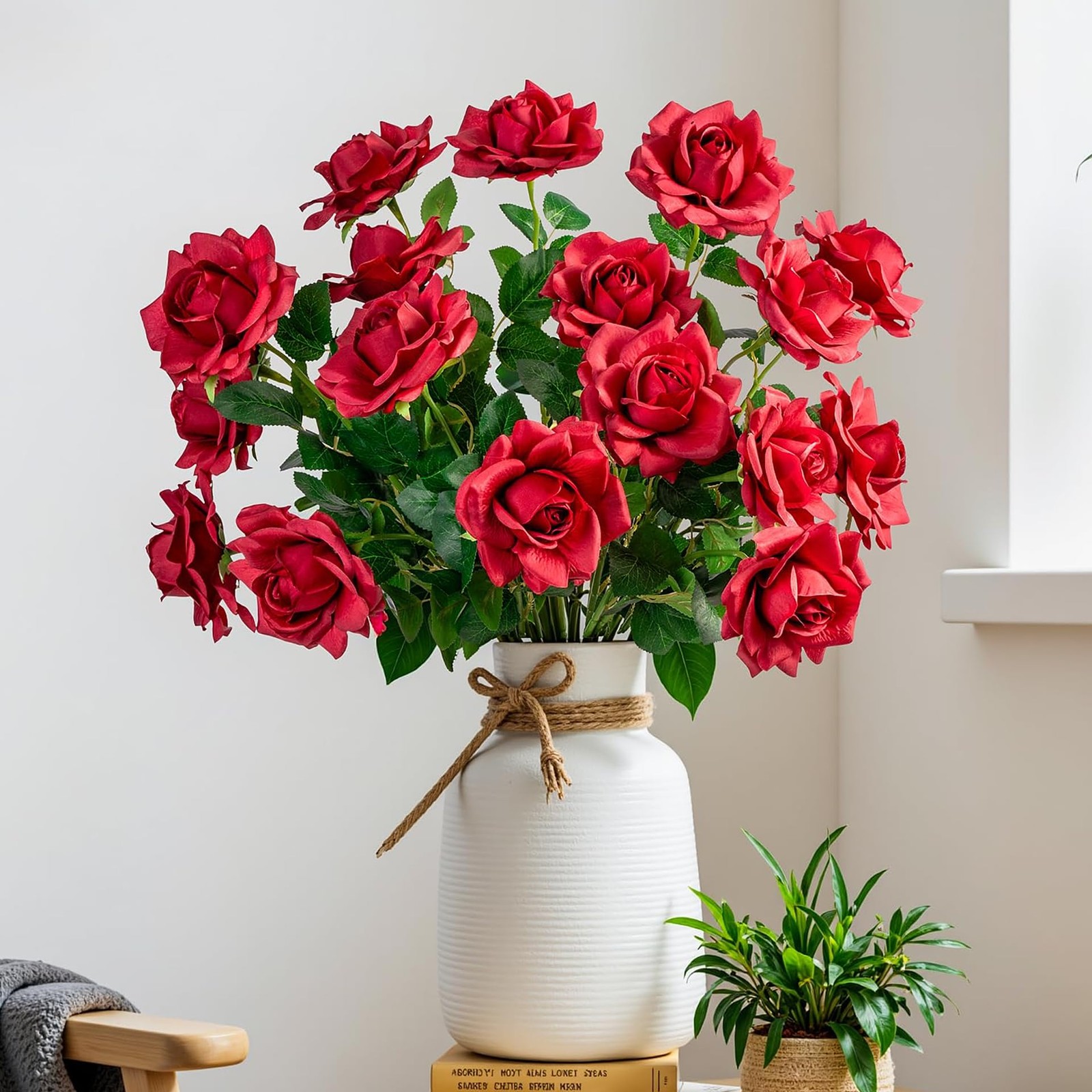 Artificial Flowers Artificial Roses Fake Roses 20PCS Long Stem Artificial Flo…