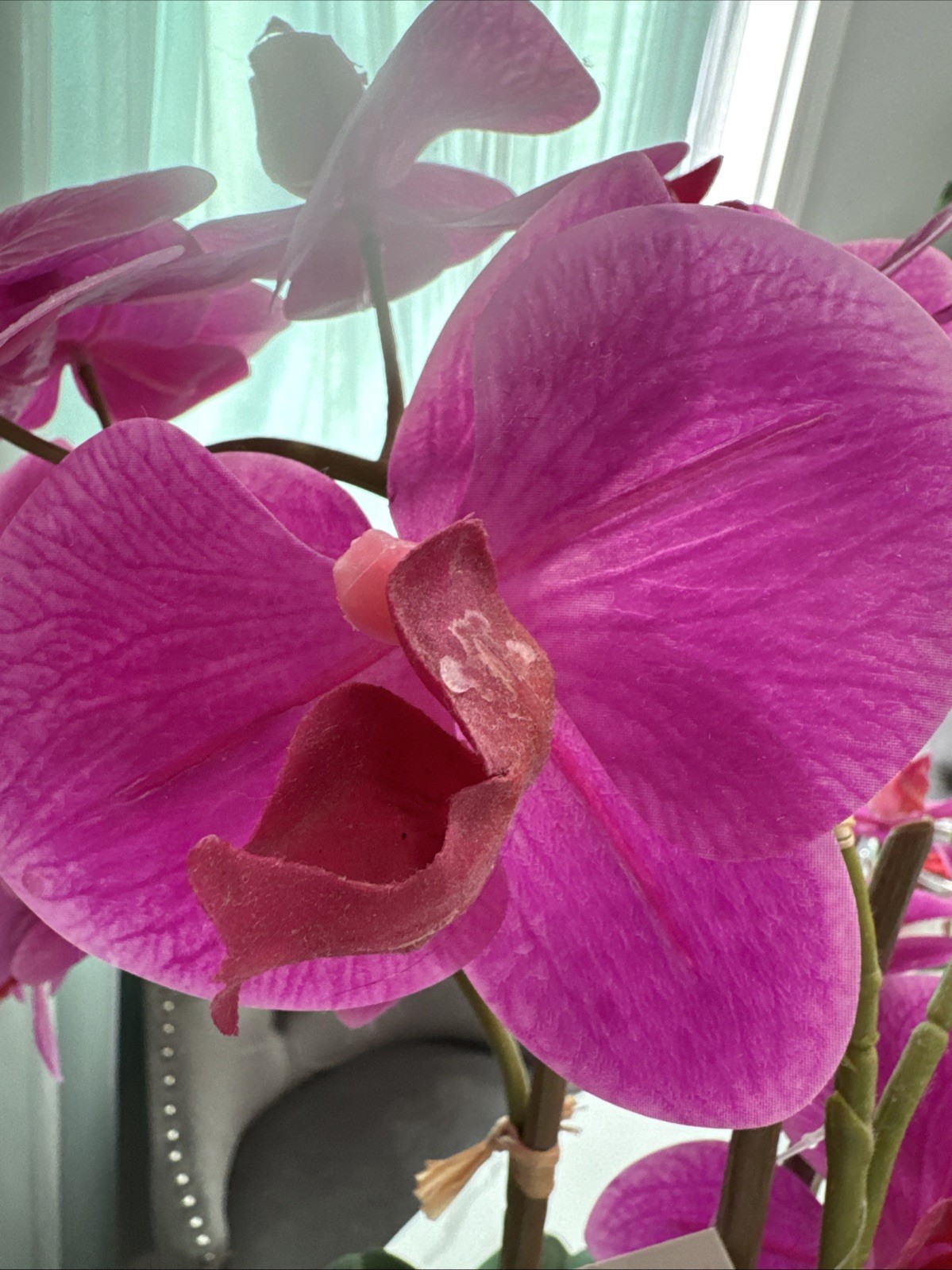 Potted Faux Artificial Flowers Realistic Purple Fuchsia Orchid in Pot Home Decor