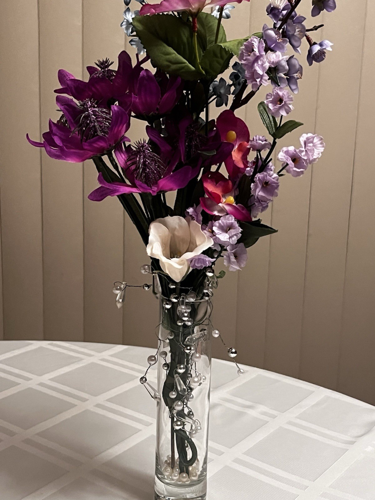 An Elegant Silk Floral Arrangement Stands 19 Inches Tall