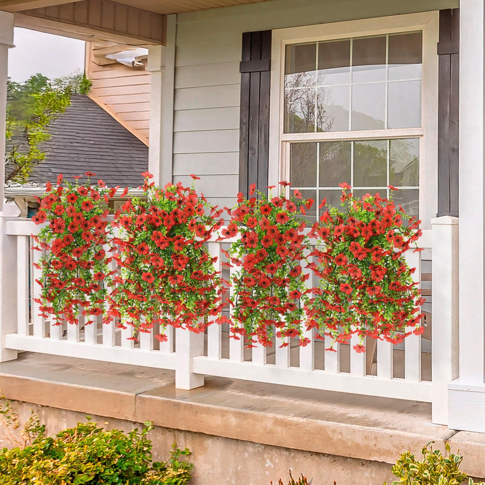 2Pcs Artificial Fake Hanging Flowers for Outdoors UV Resistant Artificial Pla…