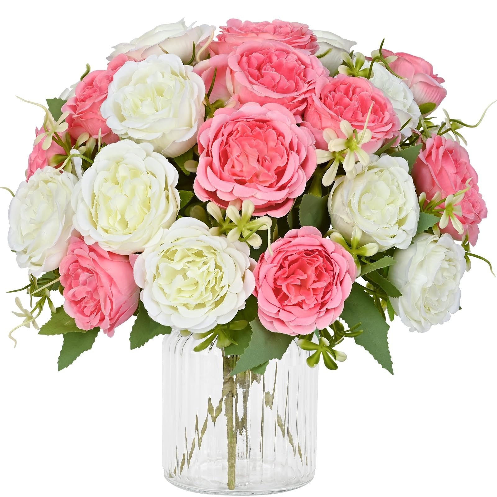 2 Packs Light Pink Artificial Peonies | Faux Silk Flower Bouquets