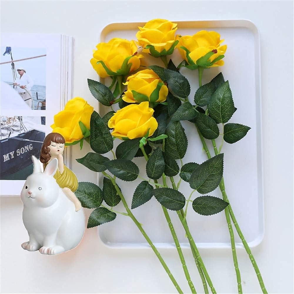 12PCS Artificial Silk Flowers Realistic Roses Bouquet Long Stem for Home Wedding