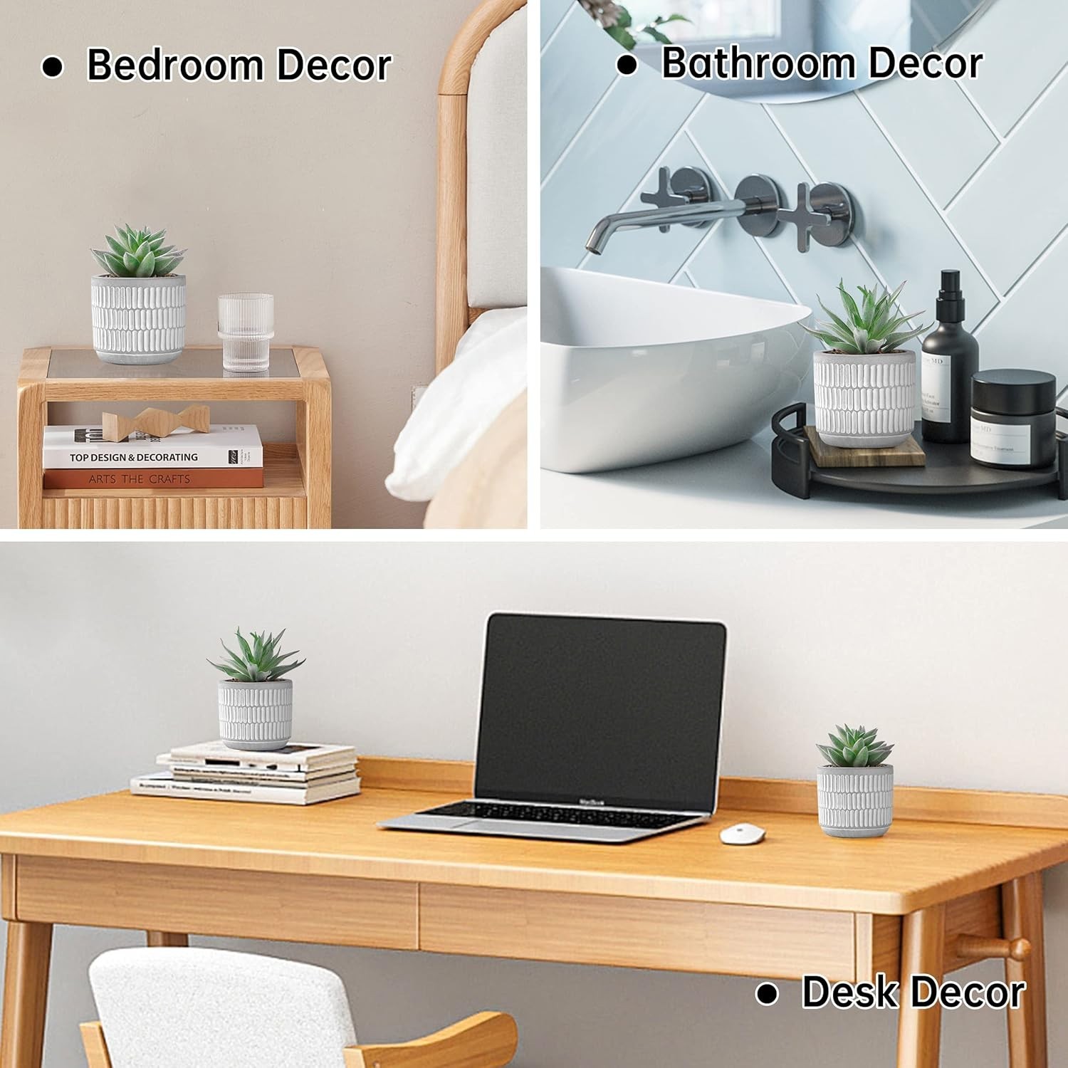 Set of 2 Succulents Plants Artificial Fake Cactus Plants for Living Room Bath…
