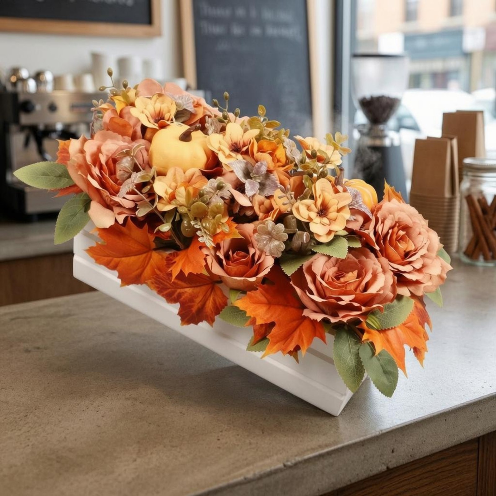 Fall Desktop Centerpiece Mixed Foliage Seasonal Decor Lightweight