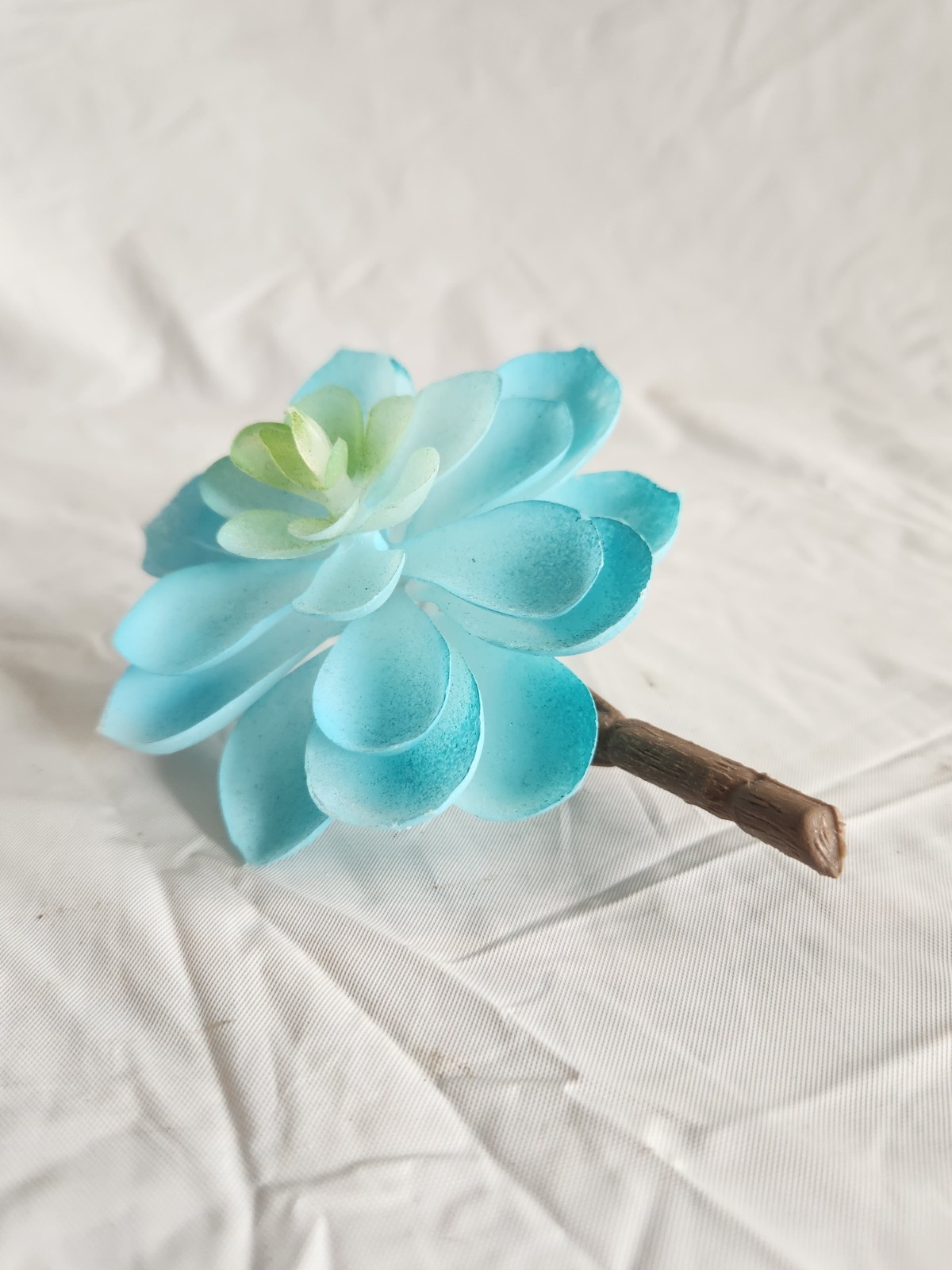 2 Artificial Succulent Rubber Flowers Floral Decor • Beautiful Sky Blue