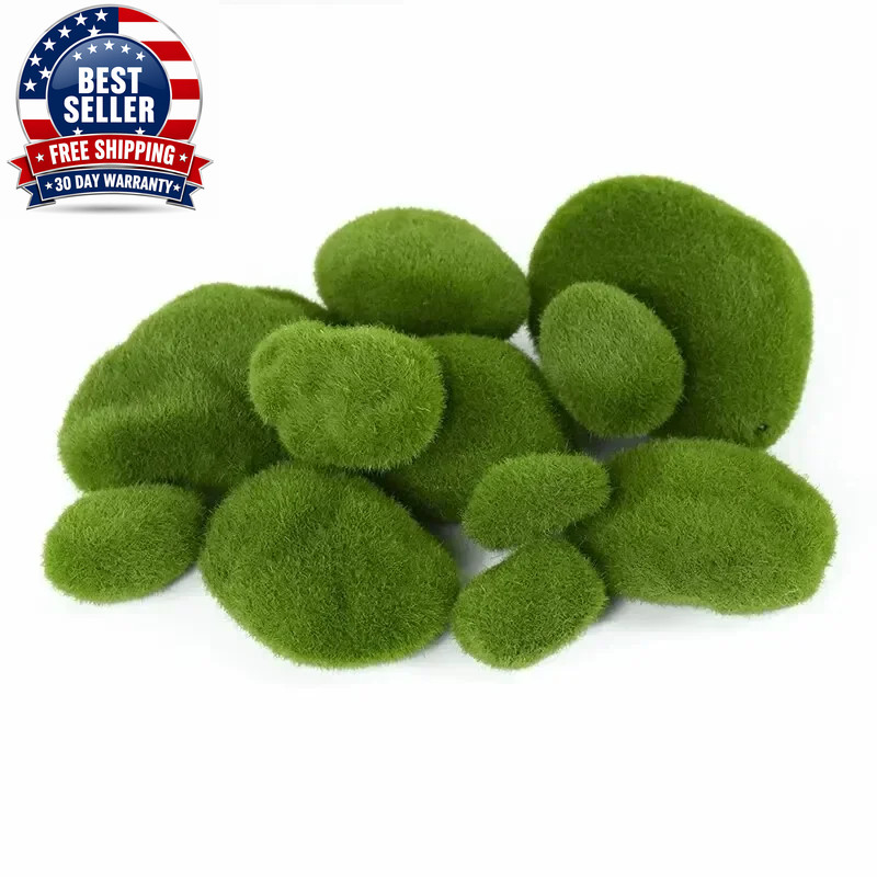 10Pcs Simulation Moss Stone Artificial Moss Rocks Ball Fake Green Plant for Home