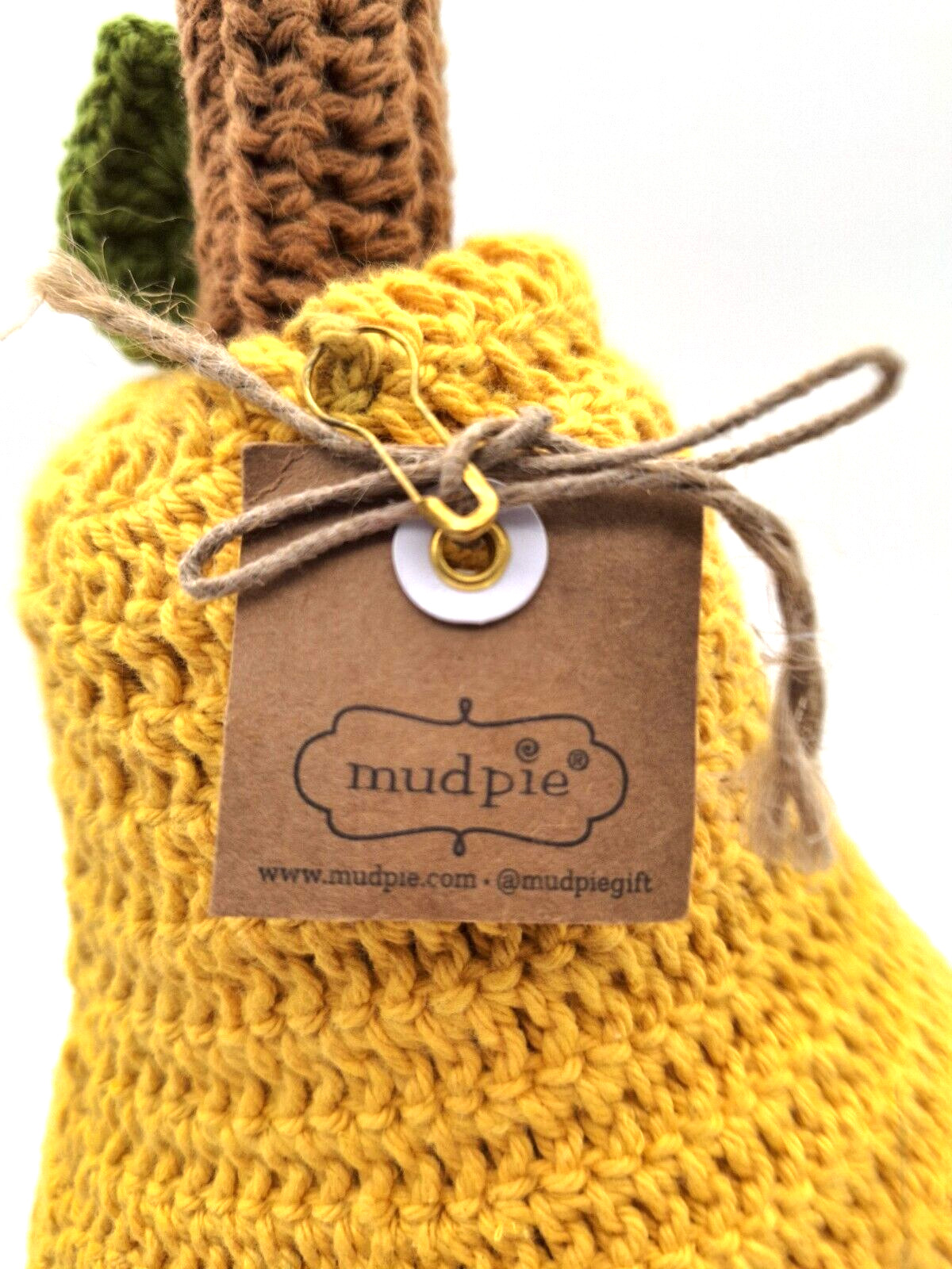 Mud Pie Large Crochet Knit Gourd Plush Stuffed Decor NWT 10″