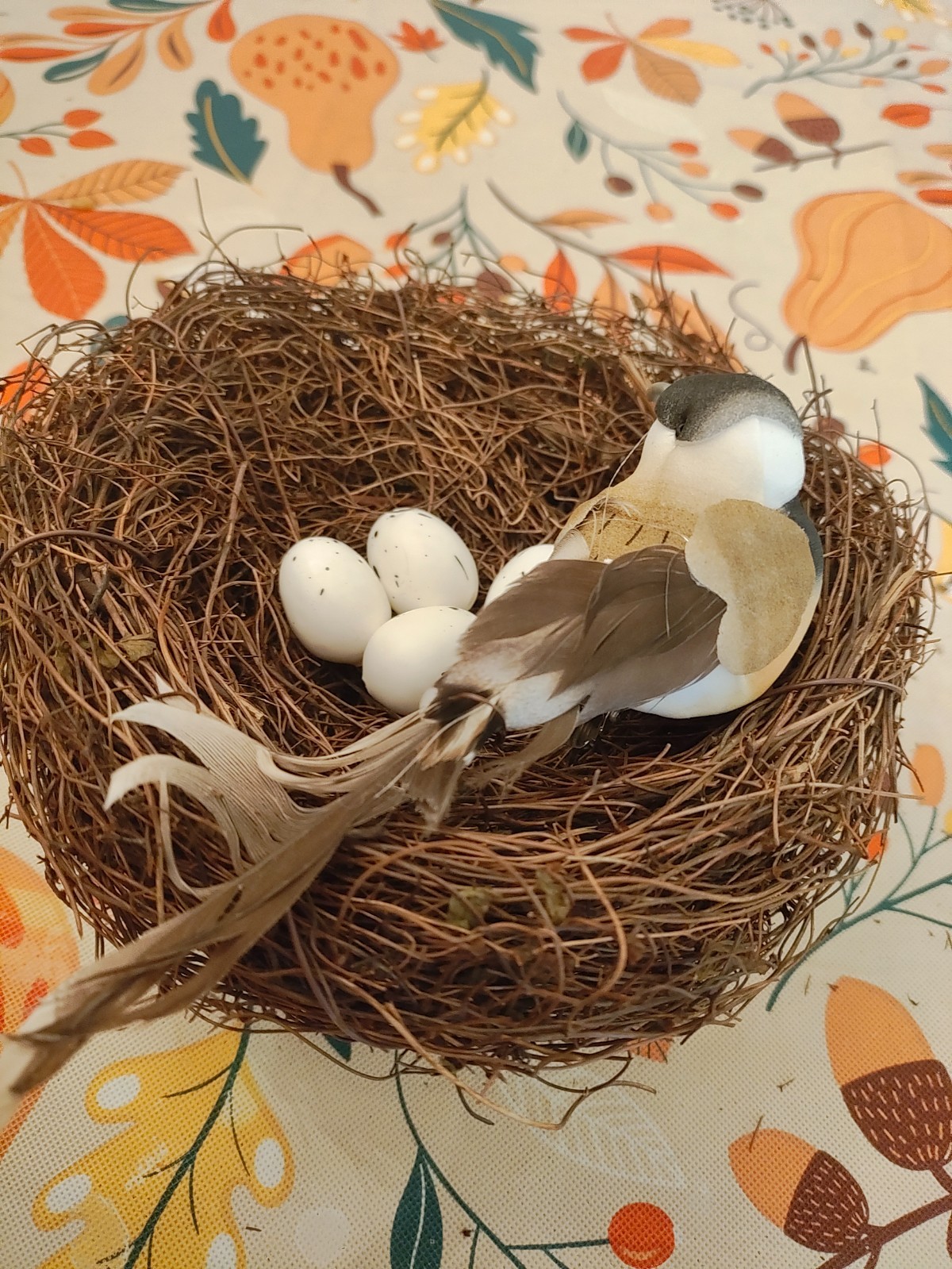 6″ Faux Artificial Bird’s Nest with 2 Bird’s & Colorful Eggs.