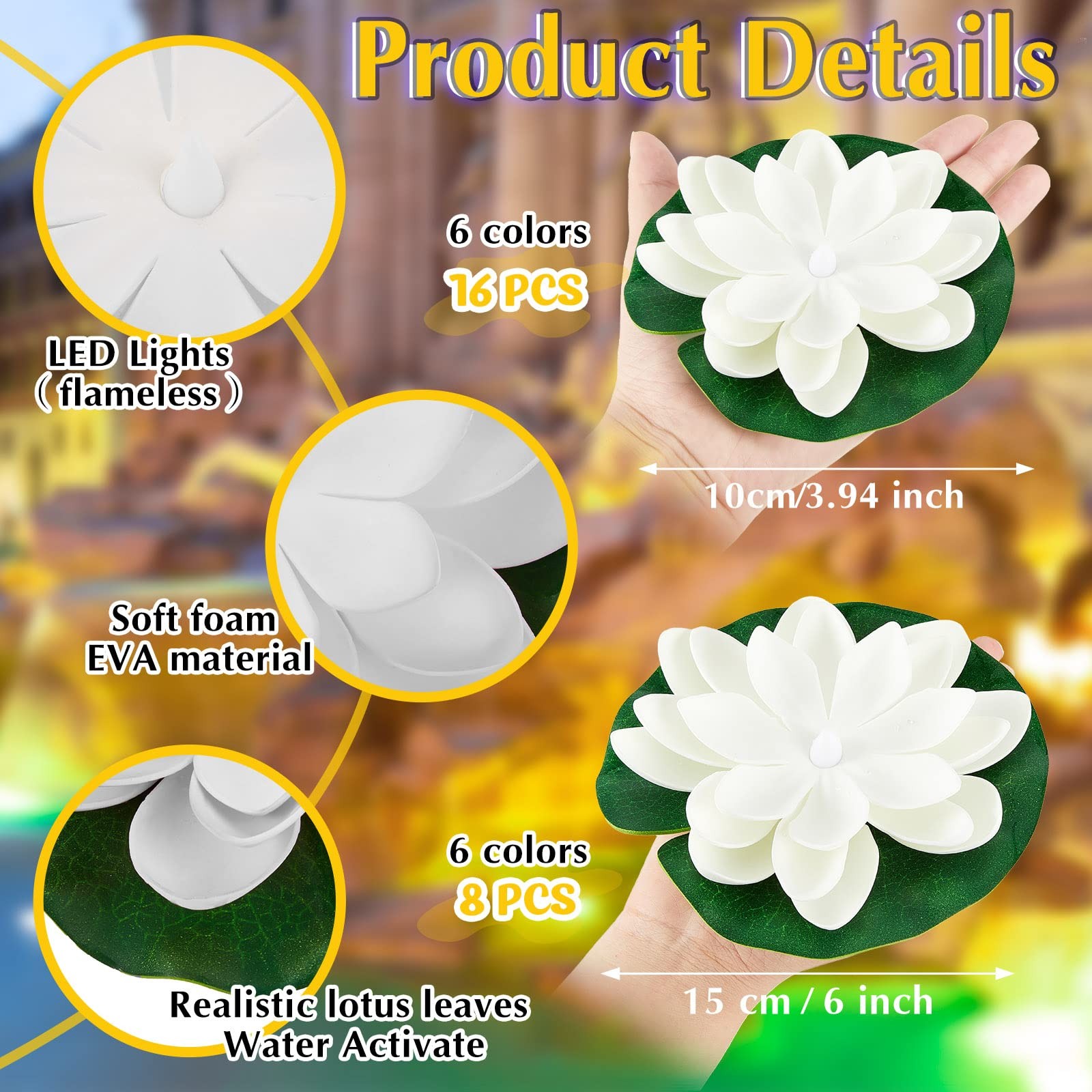 Liliful Floating Lights Lotus Floating Lanterns Artificial Lily Pads with LED…