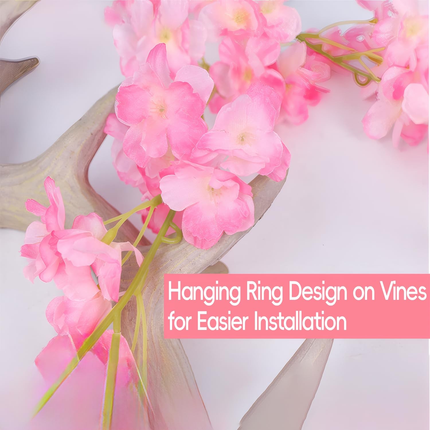 3pcs 5.91 ft Artificial Silk Cherry Blossom Sakura Vines – Deep Pink Hanging …