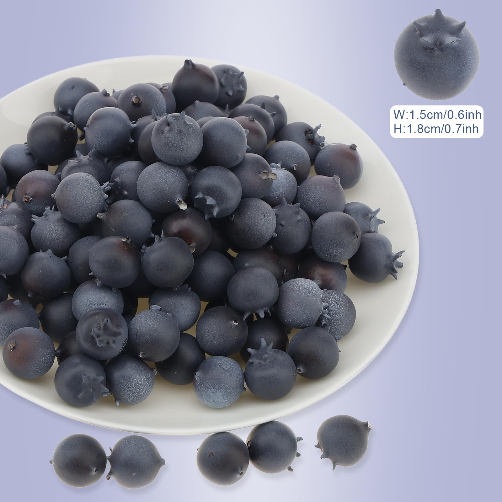 100 Pcs Artificial Blueberry Fake Blueberries for DIY Fruit Decor Craft