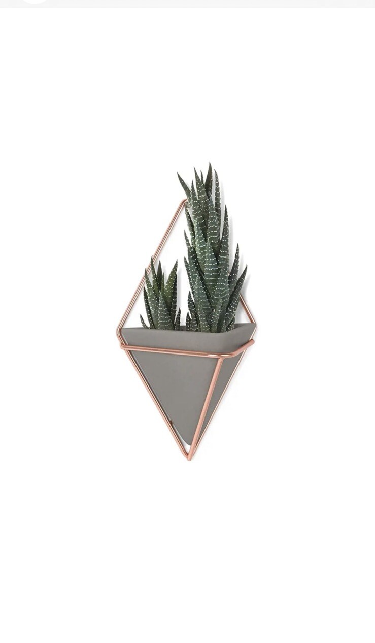 3X Trigg Hanging Planter Vase Umbra Geometric Large Concrete Resin Copper