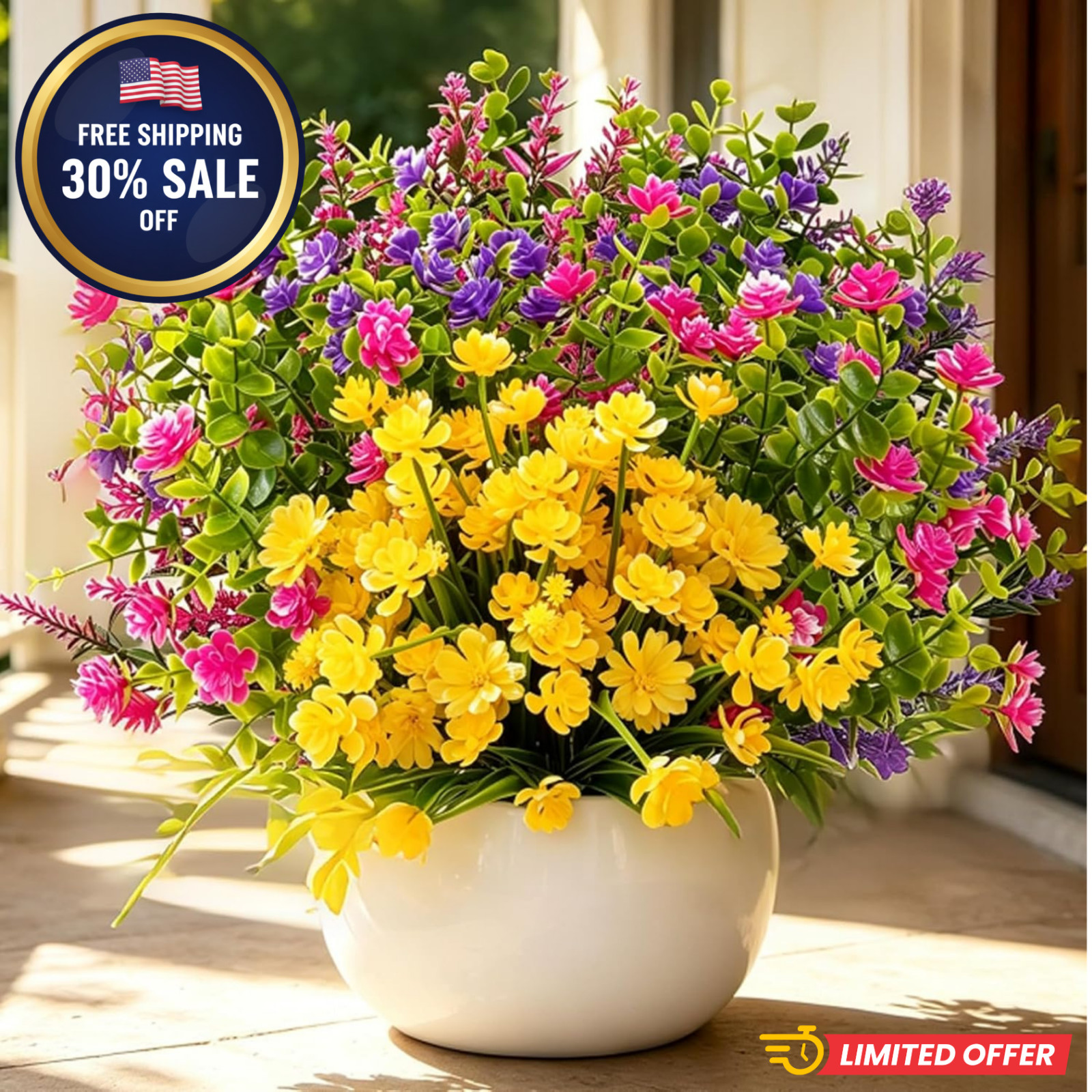 20 Bundles Artificial Flowers UV Resistant No Fade for Garden Patio Porch NEW US