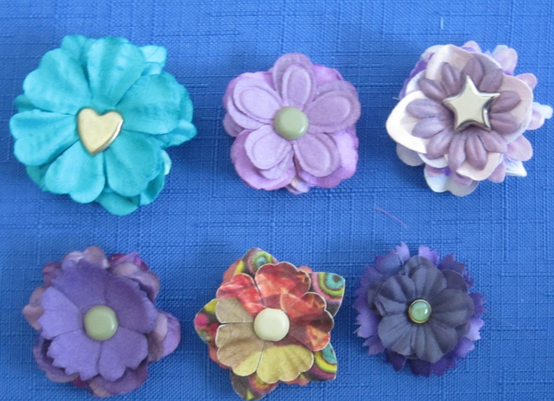 #7 Lot-44 Medium Layers Used Mulberry Flower Petals 1-3″ Brads Multiple Colors