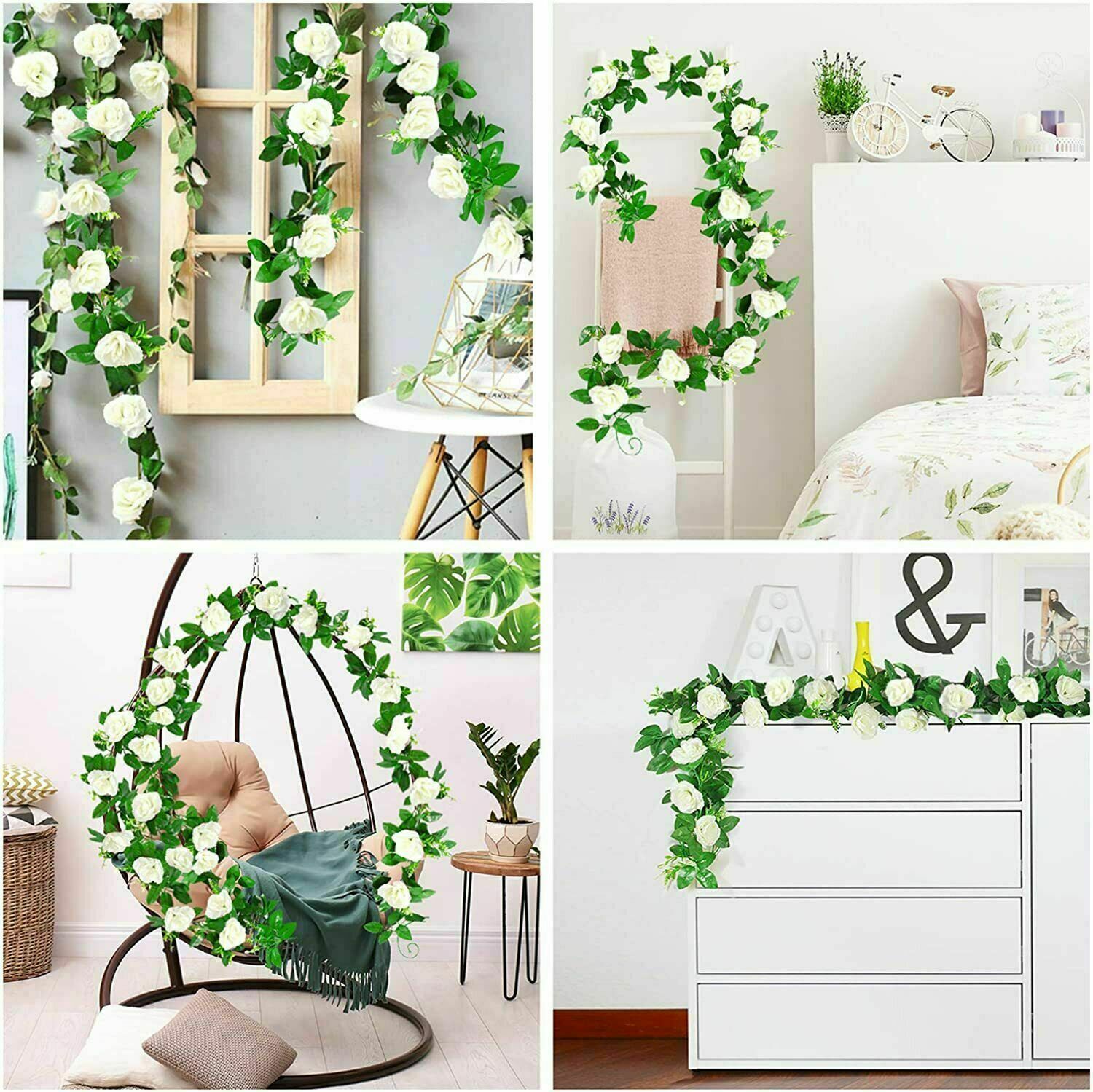 1/2/3x Fake Flower Vines Artificial Silk Rose Garland Wedding Party Decor 7.5FT