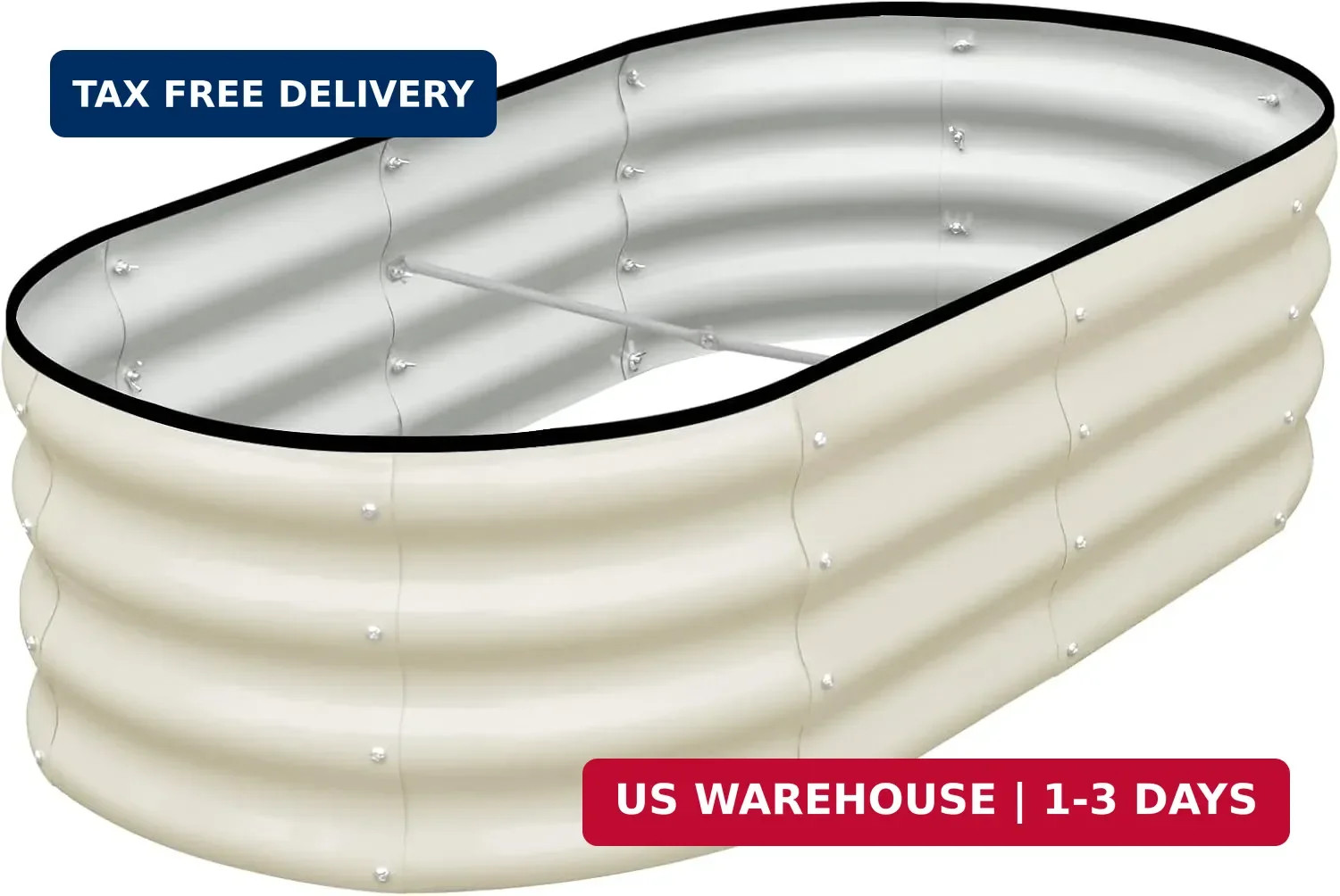 SnugNiture Galvanized Raised Garden Bed, 4x2x1ft Oval Metal Planter Box for Plan