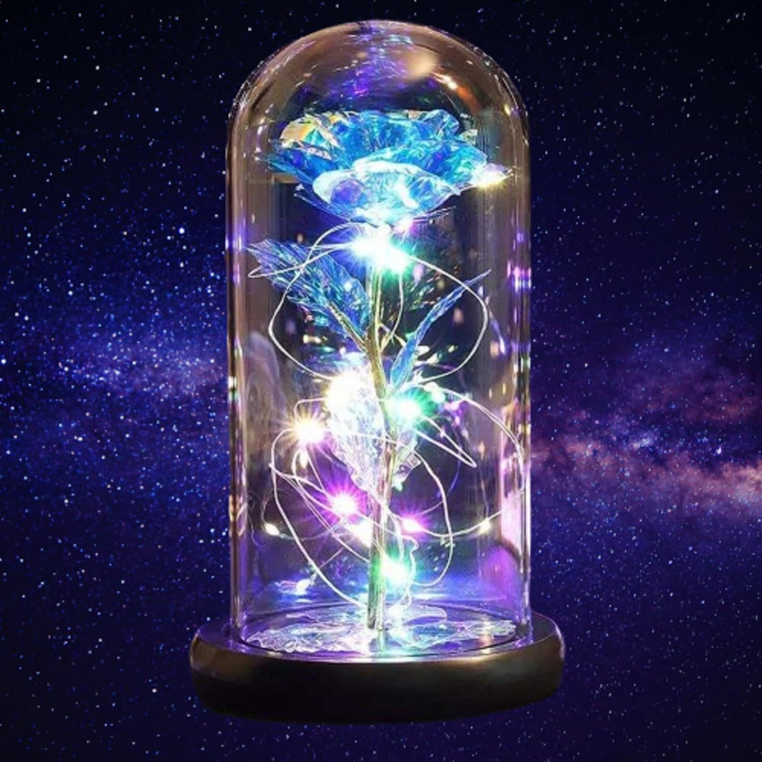 Beauty and Beast Rose,Galaxy Flower Rose Gift for Girlfriend，Glass Flower Roses，