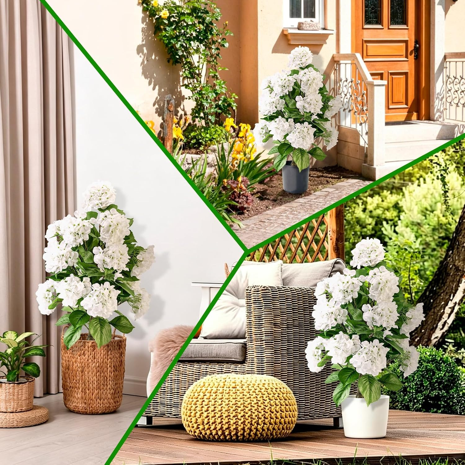 2 Pcs Artificial Hydrangea Tree 30″ Tall, Faux Silk Hydrangea Plant in Pot with