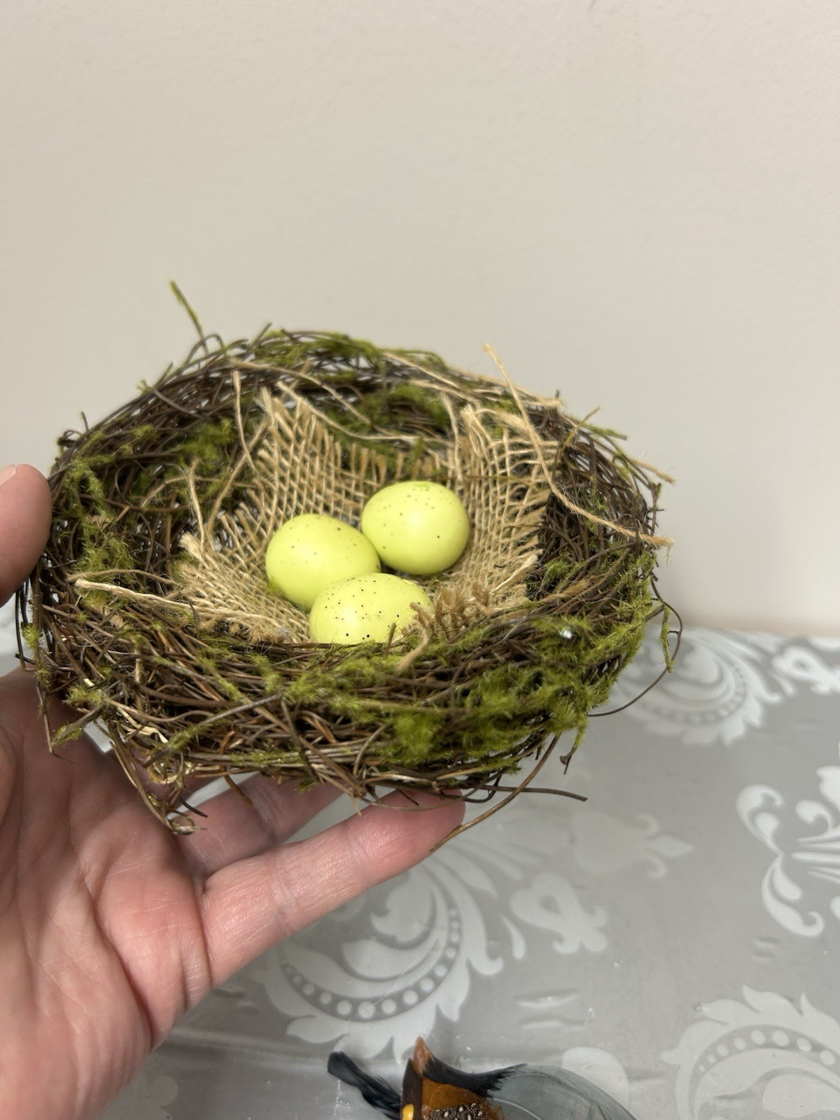 Feathered Artificial Birds And Nest Beautiful Home Decor