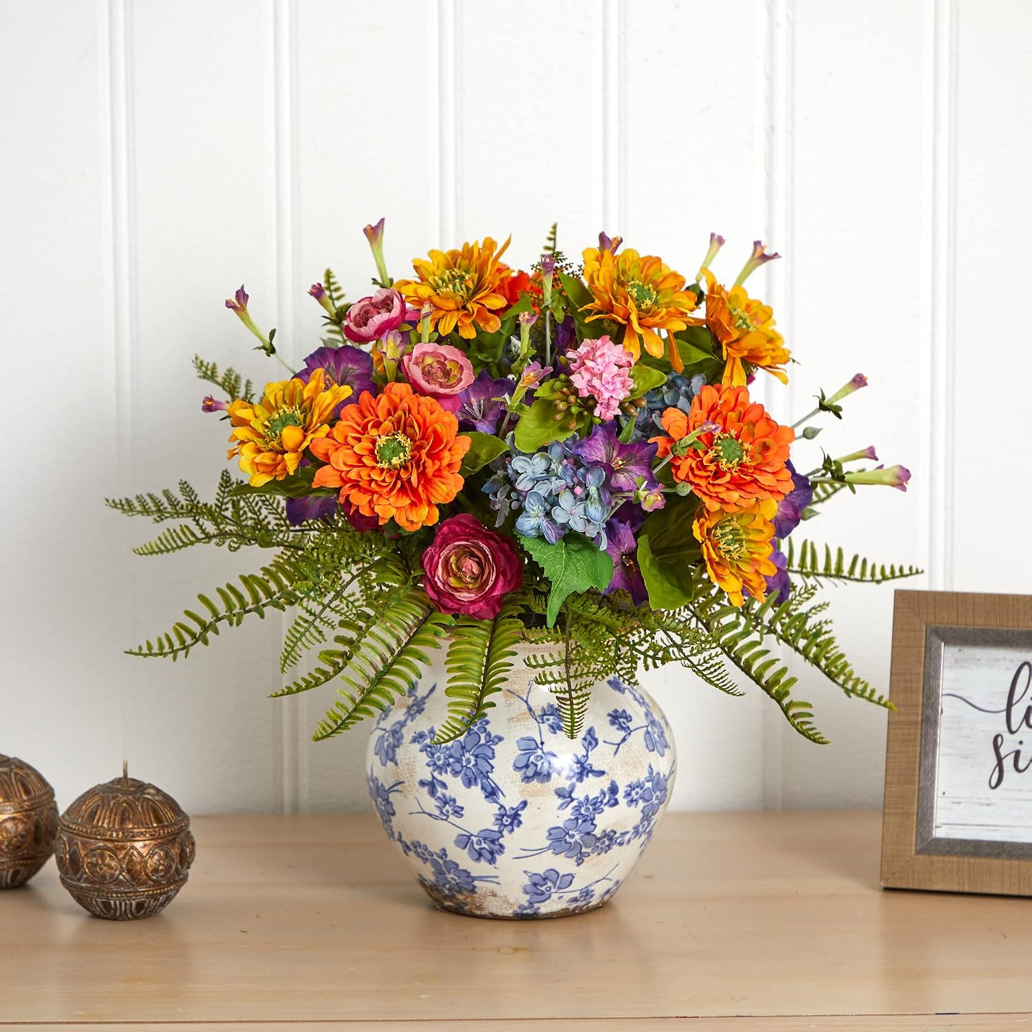 15In. Mixed Floral Artificial Arrangement in Floral Vase