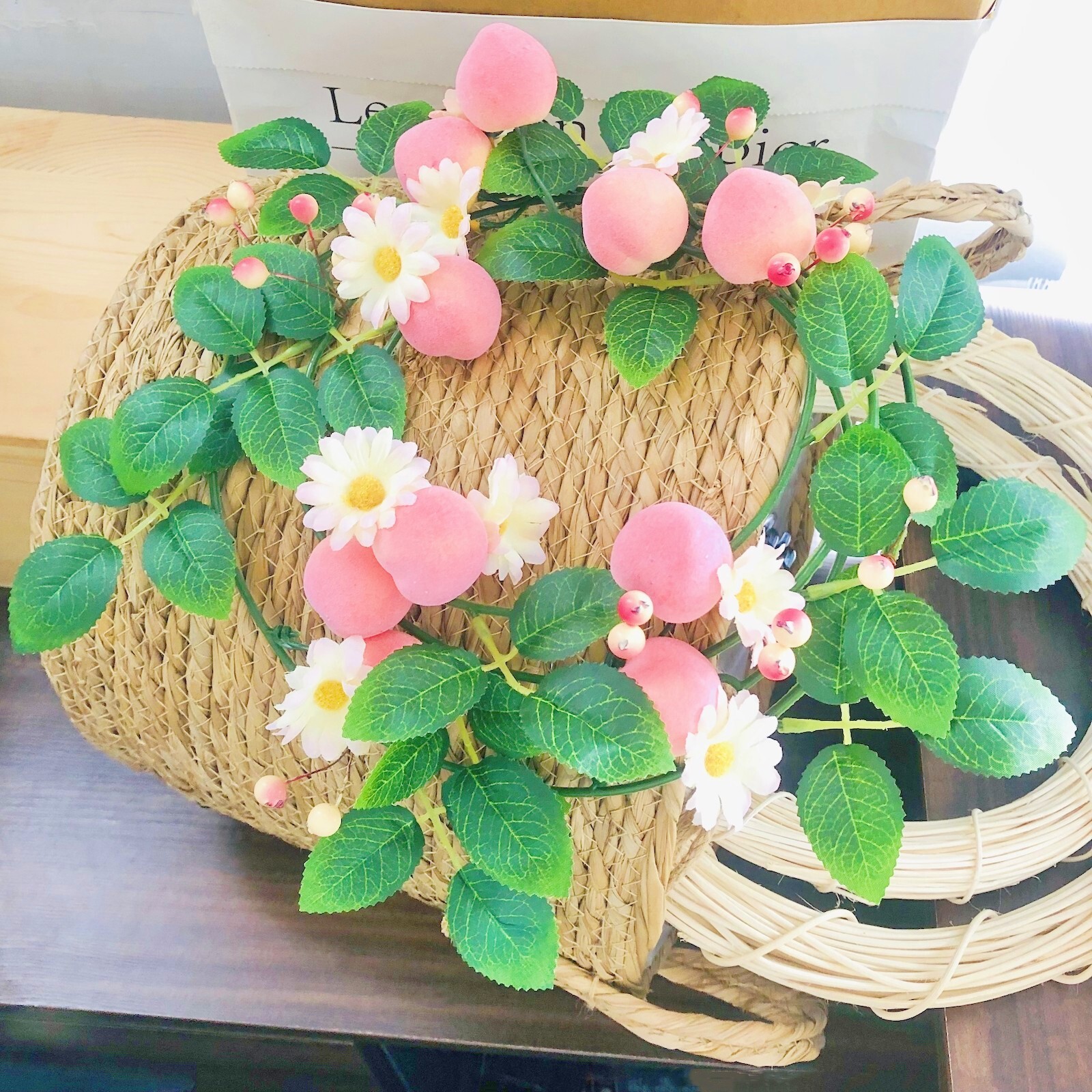 Artificial Peach Flowers Plant Vine Garland for Wedding Birthday Home Decor