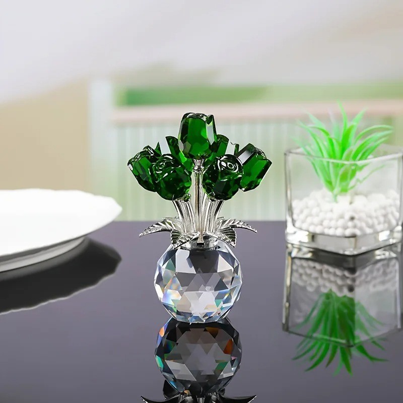 Eternal Crystal Rose Gift Artificial Glass Rose Bouquet Valentine Anniversary