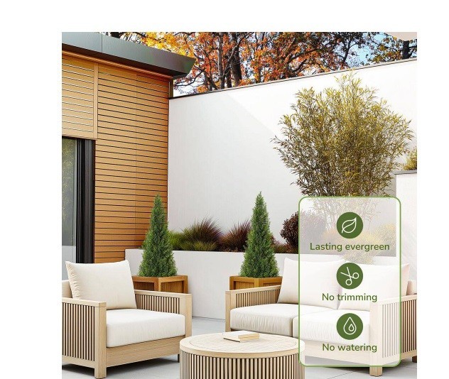Garvee 2-Pieces 3 ft. Artificial Cedar Topiary Trees for Home Decor