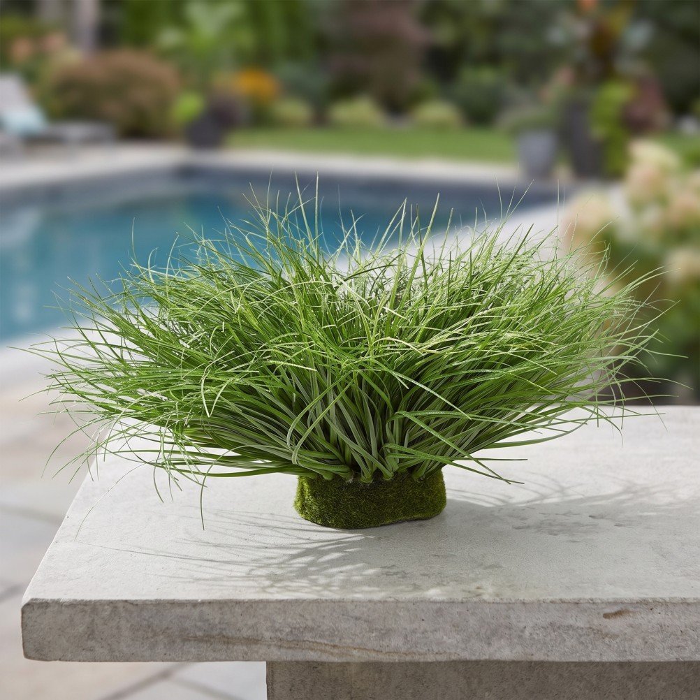 Artificial Grass: 12 Inch Faux Onion Grass Shrub Arrangement for Indoor Living