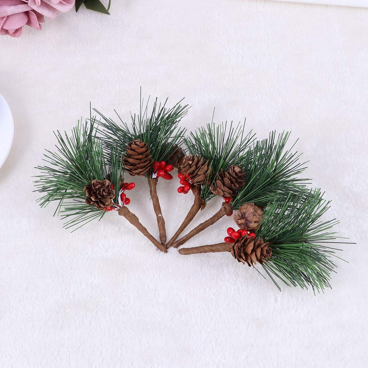 10 PCS Artificial Pine Picks Berries Small Tree Christmas Wreaths Holiday