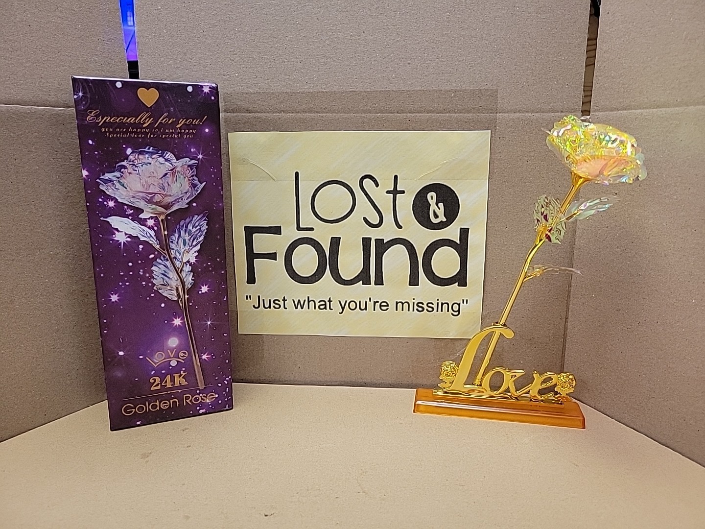 24k Gold Plated Foil Dipped Rose Flower & Love Stand Gift Her Wife Mom