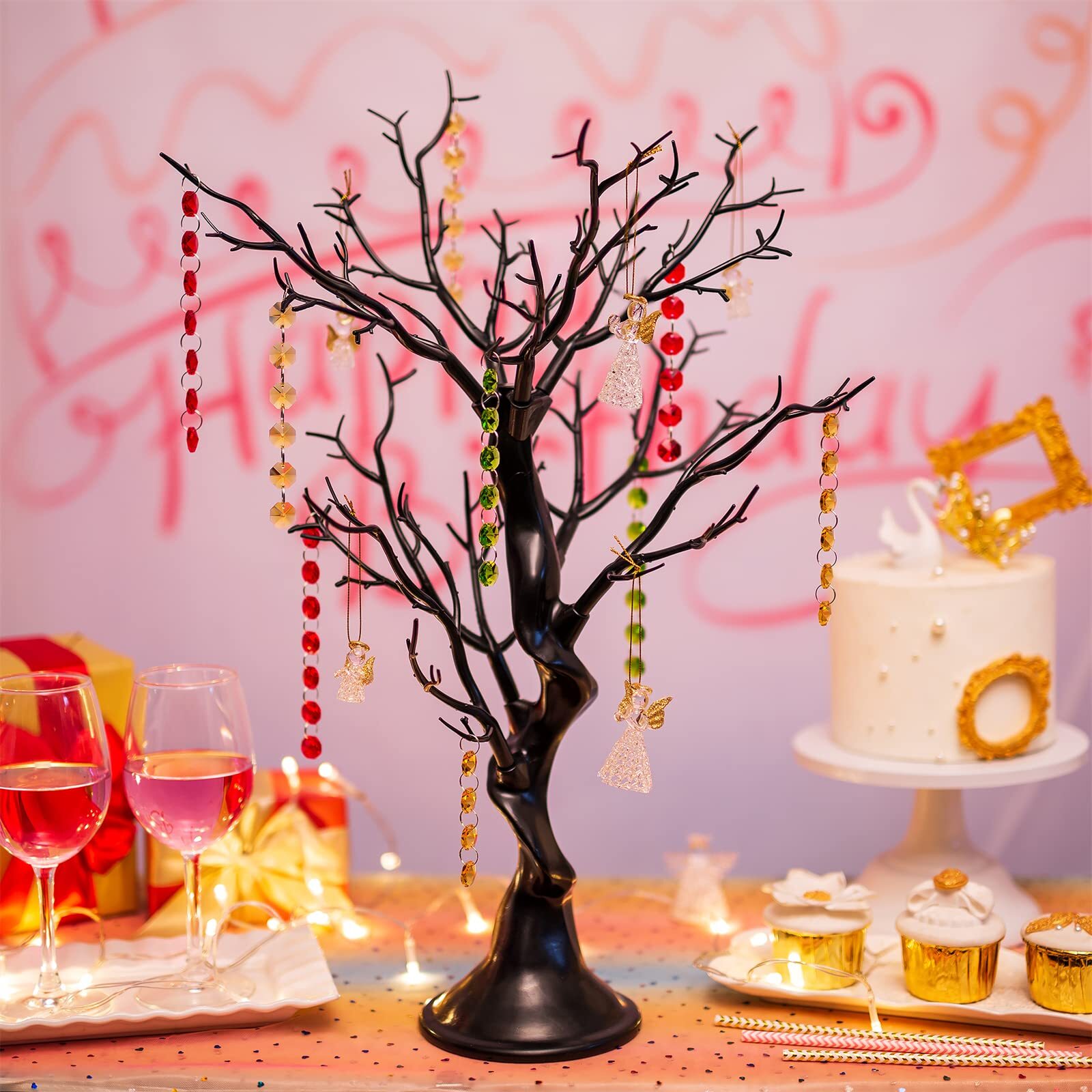 1.9FT Black Artificial Tree Small Faux Table Centerpiece Halloween Gothic