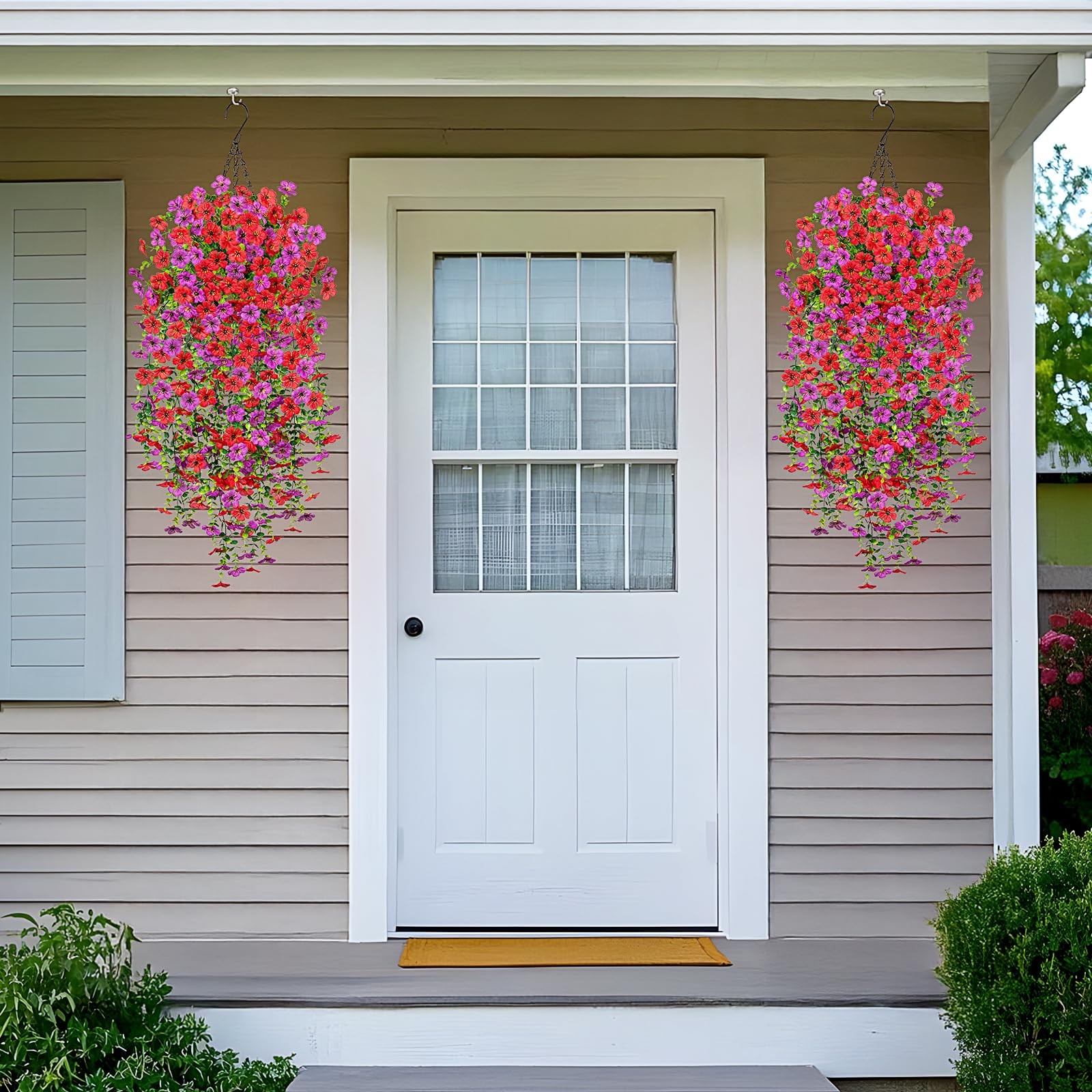 Fake Artificial Hanging Flowers for Outdoors Decoration, 2 PCS Faux UV Resist…