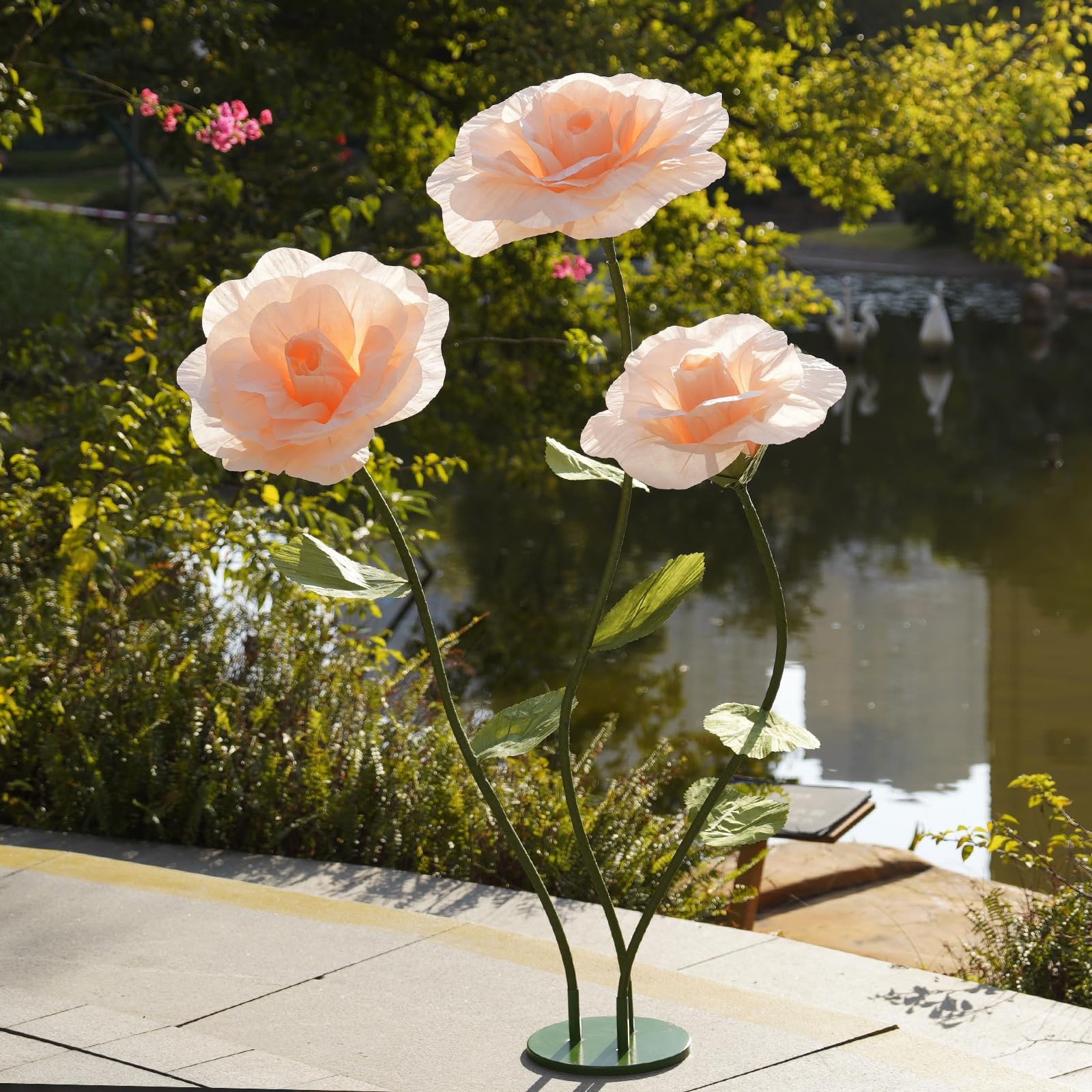 Giant Roses Artificial Flowers for Decoration with Stand,Oversized Handmade R…