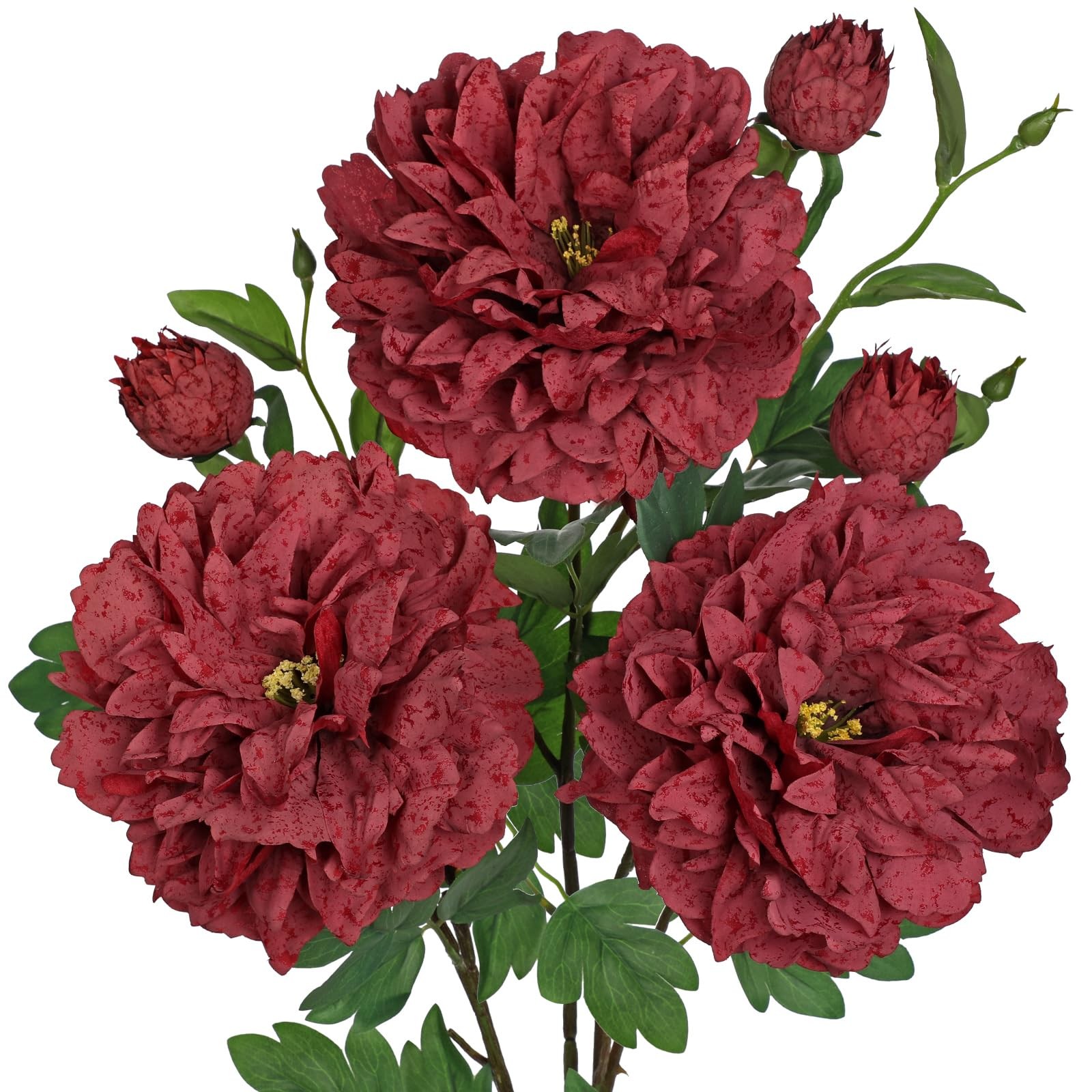 Dark Red Peonies Artificial Flowers 3Pcs Fall Flowers for Fall Decoration 27….