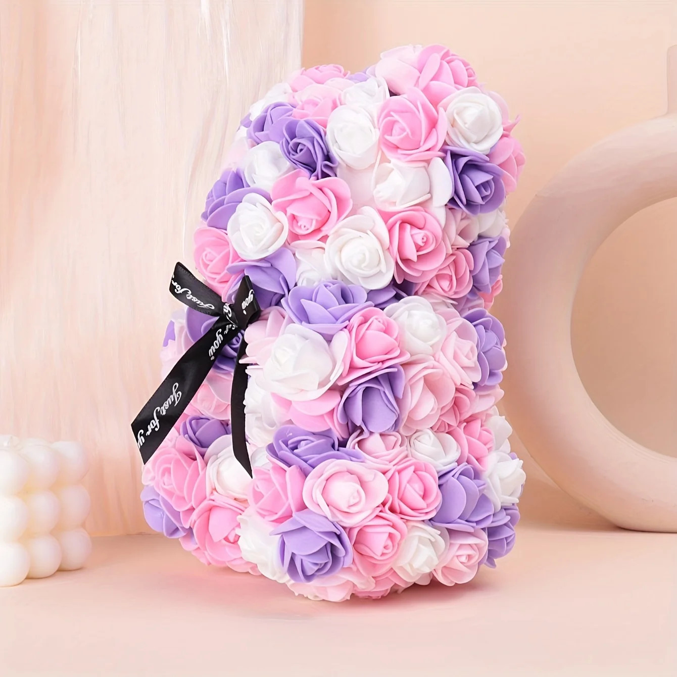 Multicolored Rose Bear Realistic Foam Flower Christmas Valentine’s Day Gift NEW