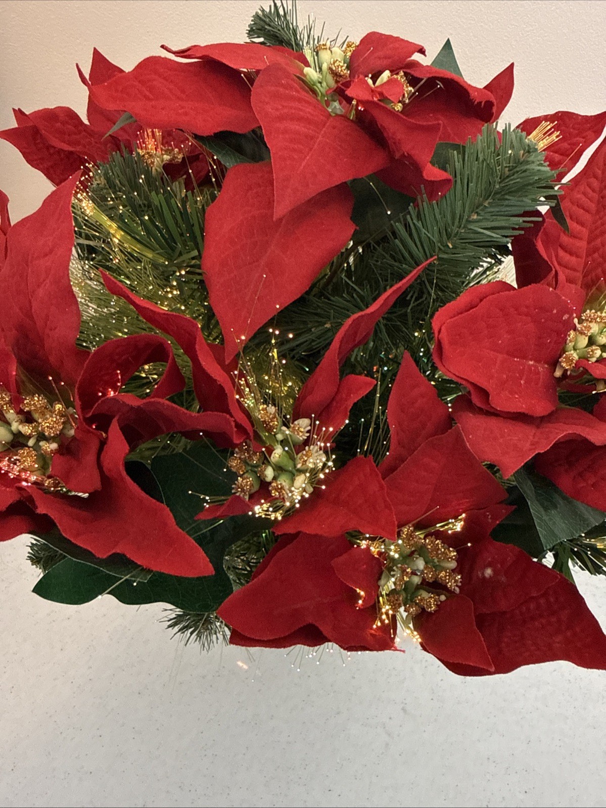 16” Fiber Optic Color Changing Poinsettia Flower Arrangement by Holiday Time
