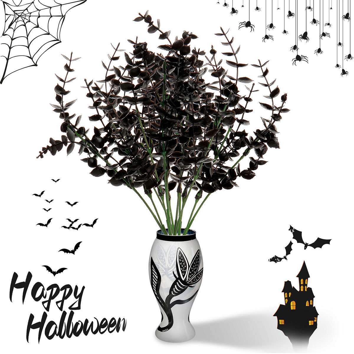 Artificial Eucalyptus Leaves Stem Garland Wreath For Halloween Party Office&Home