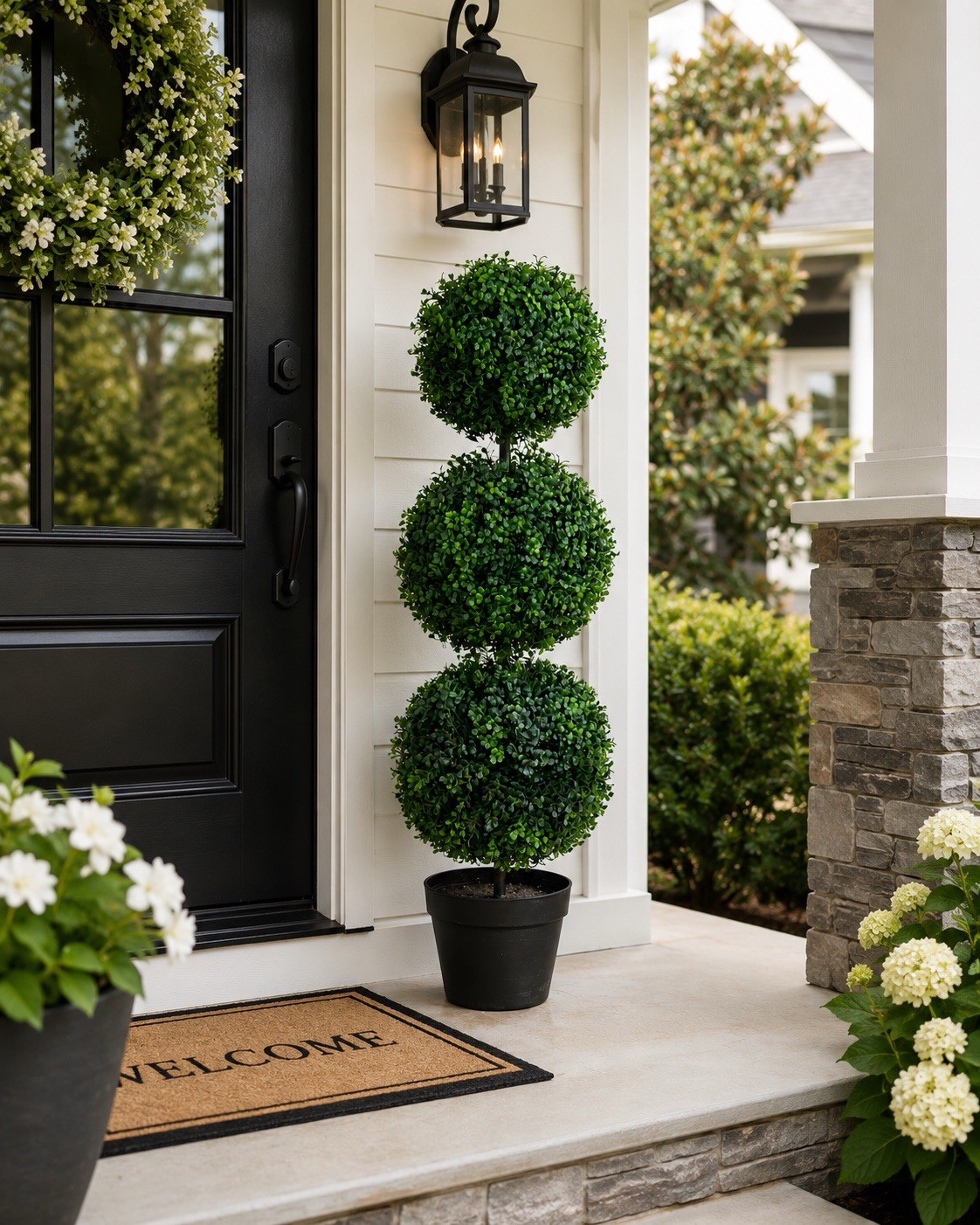 3′ Topiary Boxwood Triple Ball Artificial Tree UV Indoor/Outdoor Home Decor.
