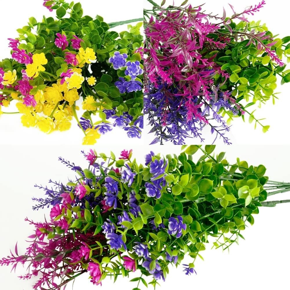 12 Paquetes De Flores Artificiales Para Exteriores Resistentes A Los Rayos UV US